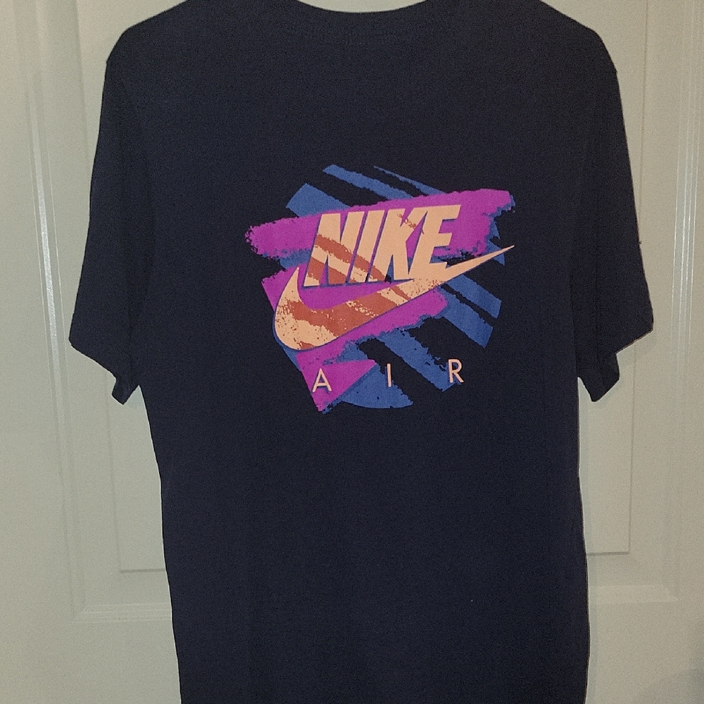 Nike Air Black Tee with Pink and Orange Graphic